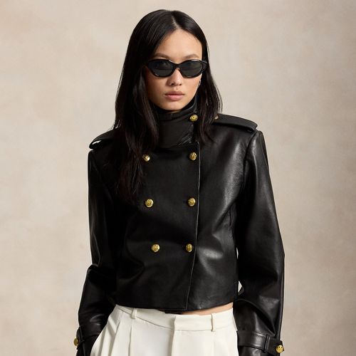 Veste croisée courte en cuir - Polo Ralph Lauren - Modalova