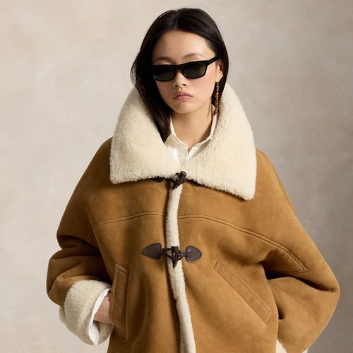 Veste trapèze à bâtonnets en peau lainée - Polo Ralph Lauren - Modalova