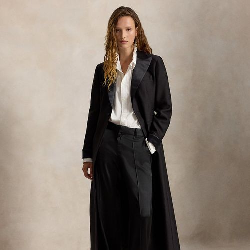 Manteau long de smoking crêpe laine soie - Polo Ralph Lauren - Modalova