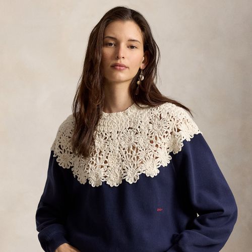 Pull à empiècement crocheté en molleton - Polo Ralph Lauren - Modalova