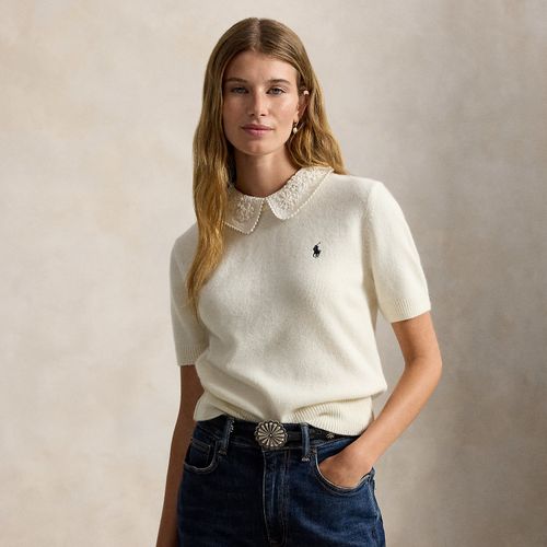 Pull col en dentelle manches courtes - Polo Ralph Lauren - Modalova