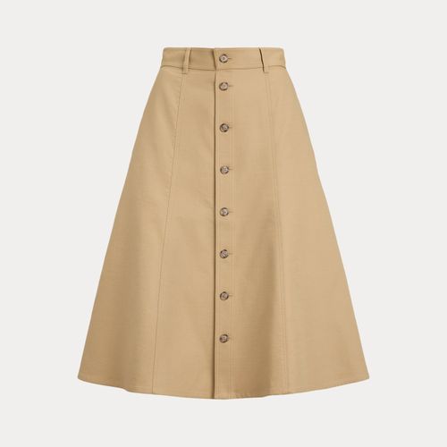 Jupe mi-longue sergé de coton et laine - Polo Ralph Lauren - Modalova