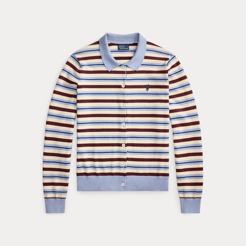 Cardigan rayé à col polo - Polo Ralph Lauren - Modalova