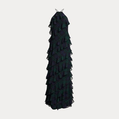 Robe dos nu Black Watch bordure volantée - Lauren - Modalova