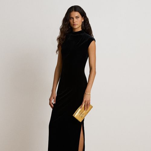 Robe à col cheminée en velours stretch - Lauren - Modalova