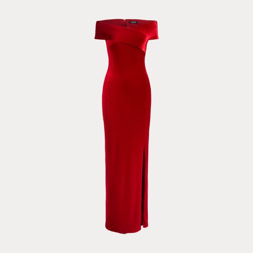 Robe épaules dégagées en velours stretch - Lauren - Modalova
