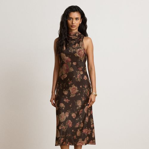 Robe cocktail cheminée georgette fleurie - Lauren - Modalova