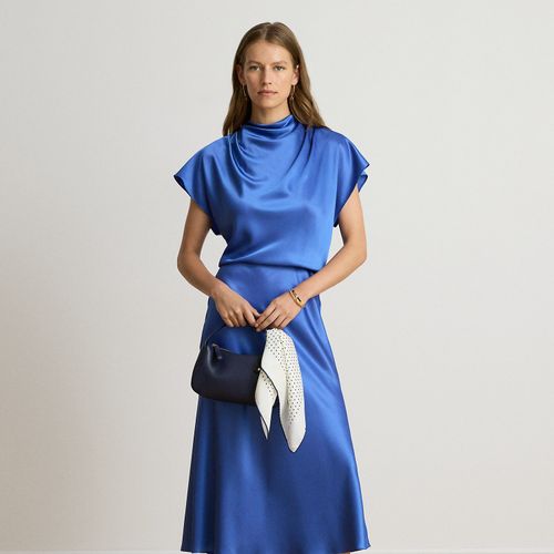 Robe cocktail col cheminée en charmeuse - Lauren - Modalova