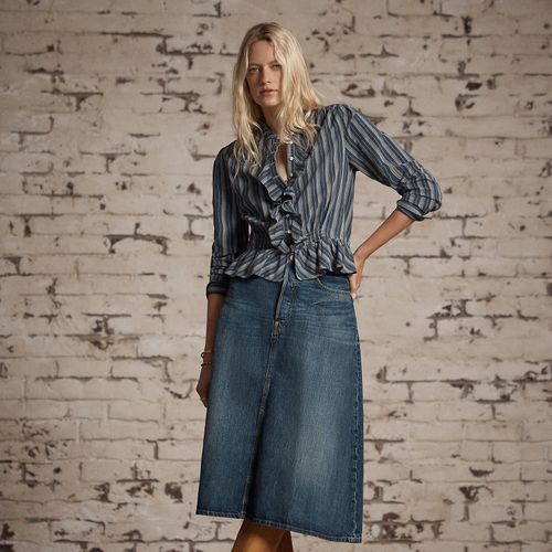 Jupe denim à lisière selvedge indigo - RRL - Modalova