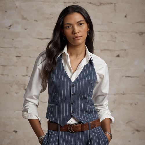 Gilet dos nu en maille double milleraies - RRL - Modalova