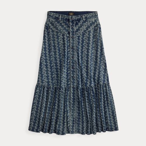 Jupe à motif fleuri en jersey indigo - RRL - Modalova