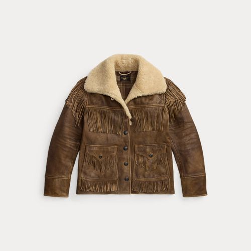 Veste en cuir à franges col peau lainée - RRL - Modalova