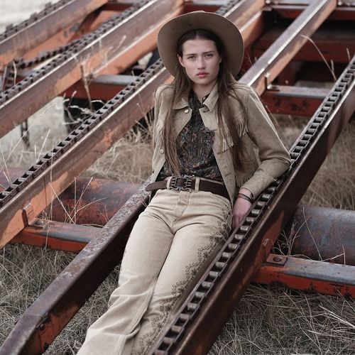 Jean bootcut sable brodé - RRL - Modalova