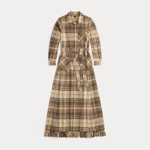 Robe-chemise à franges en dobby écossais - RRL - Modalova