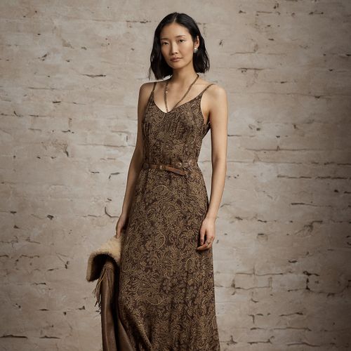 Robe georgette de soie motif cachemire - RRL - Modalova
