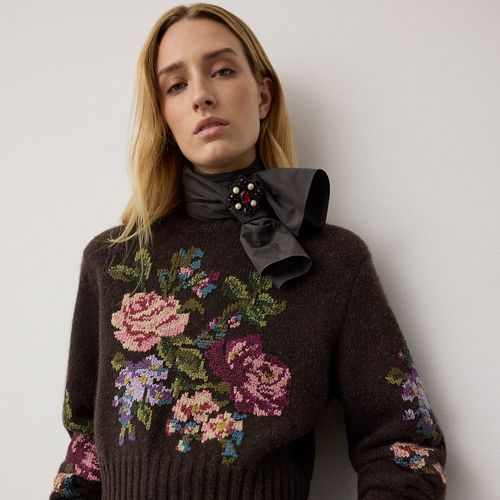 Pull col rond fleuri en cachemire - Collection - Modalova