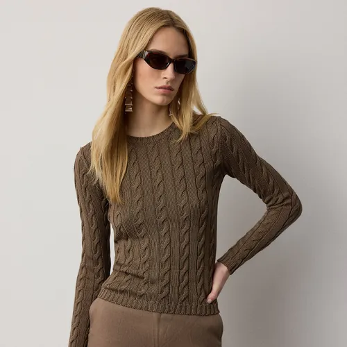Pull col rond torsadé en soie mélangée - Collection - Modalova