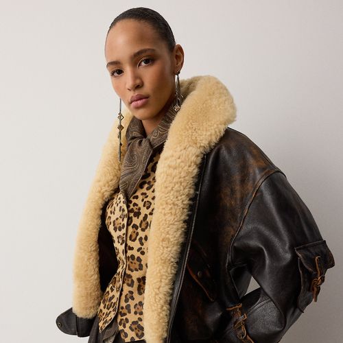 Veste aviateur Lianne peau lainée-cuir - Collection - Modalova