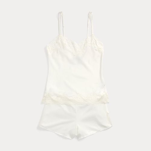 Pyjama caraco en satin avec dentelle - Lauren - Modalova