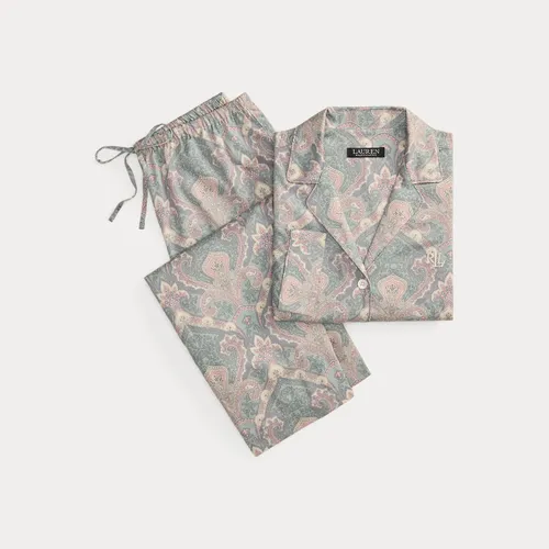 Pyjama satinette coton motif cachemire - Lauren - Modalova