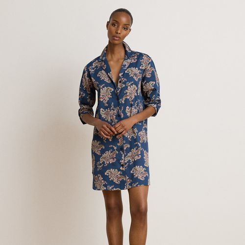 Chemise nuit satinette cachemire/fleurs - Lauren - Modalova