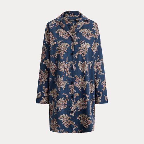 Chemise nuit satinette cachemire/fleurs - Lauren - Modalova