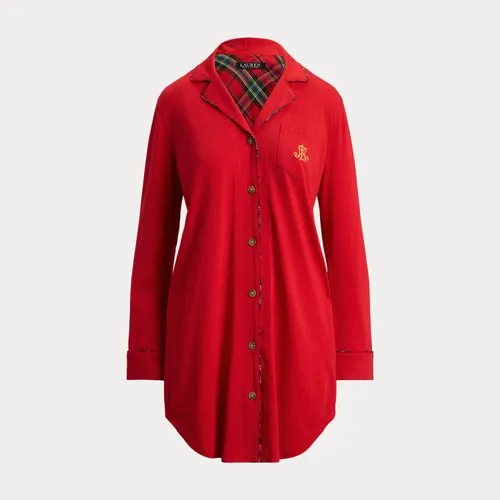 Chemise de nuit bordure écossaise jersey - Lauren - Modalova