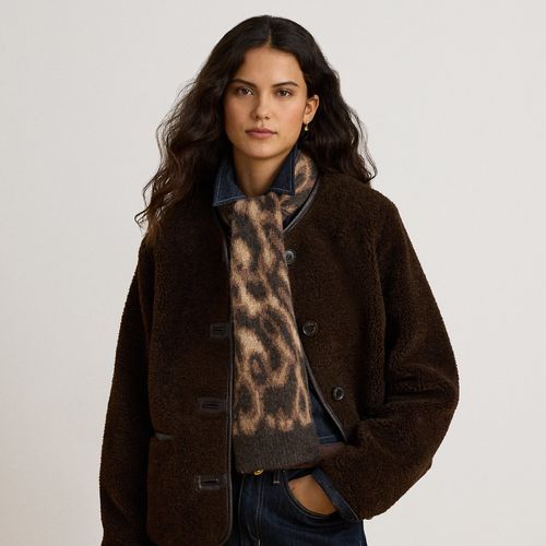 Teddy coat fausse fourrure et cuir vegan - Lauren - Modalova