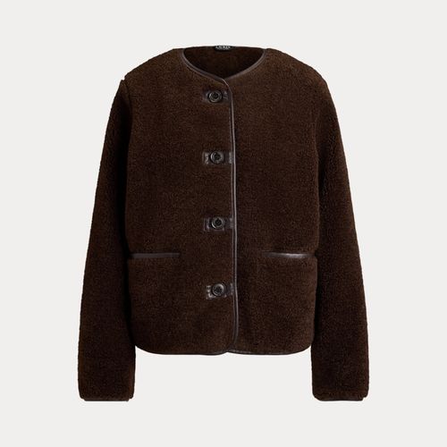 Teddy coat fausse fourrure et cuir vegan - Lauren - Modalova