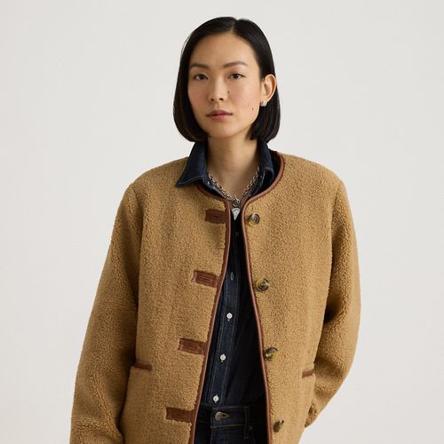 Teddy coat fausse fourrure et cuir vegan - Lauren - Modalova