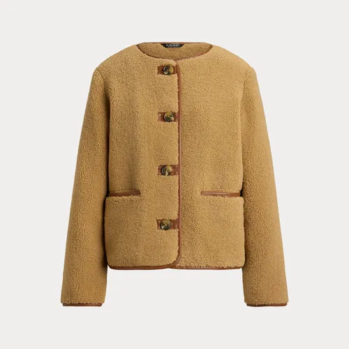 Teddy coat fausse fourrure et cuir vegan - Lauren - Modalova