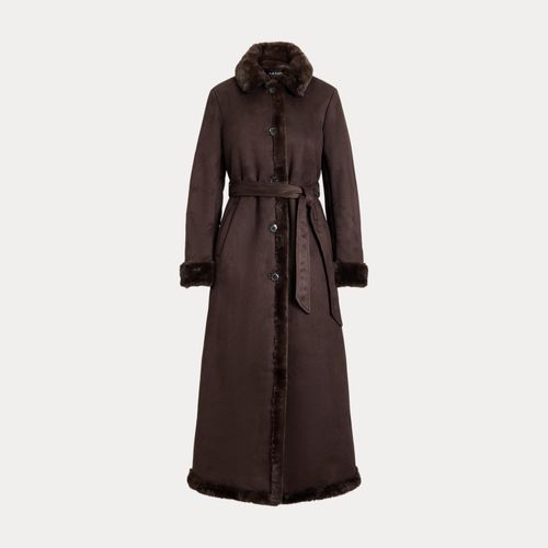 Manteau maxi ceinturé fausse peau lainée - Lauren - Modalova