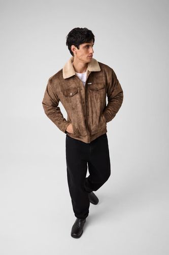 Veste Trucker En Imitation Peau Lainée - Guess - Modalova