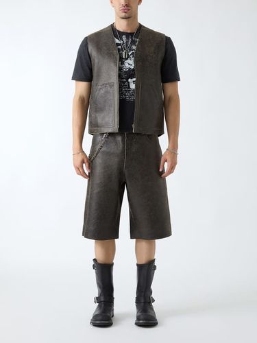 Gilet Biker En Cuir Véritable - Guess - Modalova