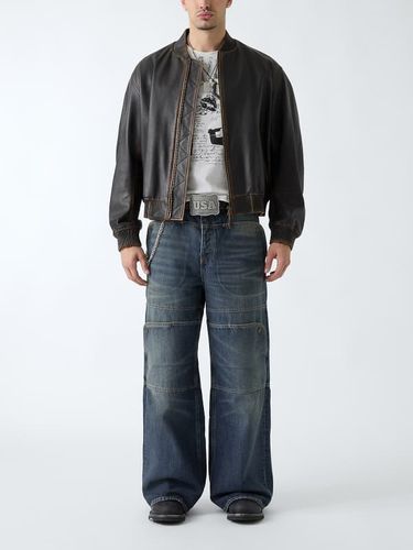 Veste Bomber En Cuir Véritable - Guess - Modalova