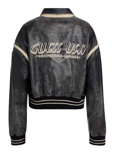 Bomber En Cuir Véritable - Guess - Modalova