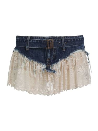 Mini-Jupe En Denim Avec Dentelle - Guess - Modalova