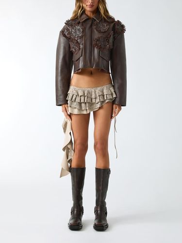 Veste En Cuir Véritable - Guess - Modalova
