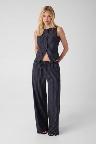 Pantalon À Fines Rayures Wide-Leg - Guess - Modalova