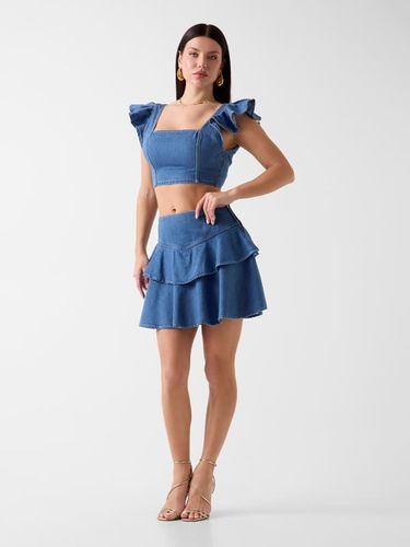 Jupe En Denim À Volants - Guess - Modalova