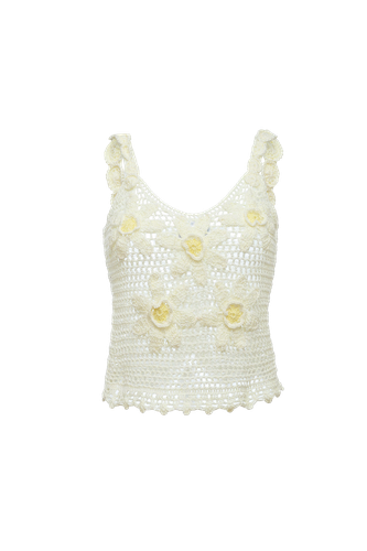 White Handmade Crochet Top - ANDREEVA - Modalova