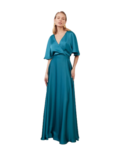 SOLENE dark turquoise satin maxi dress - UNDRESS - Modalova