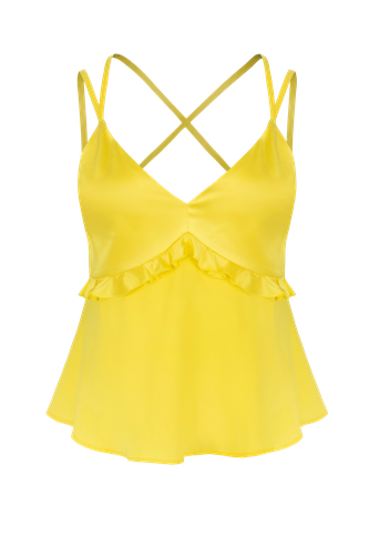 Ruffled silk top in Lemon Yellow - JAAF - Modalova