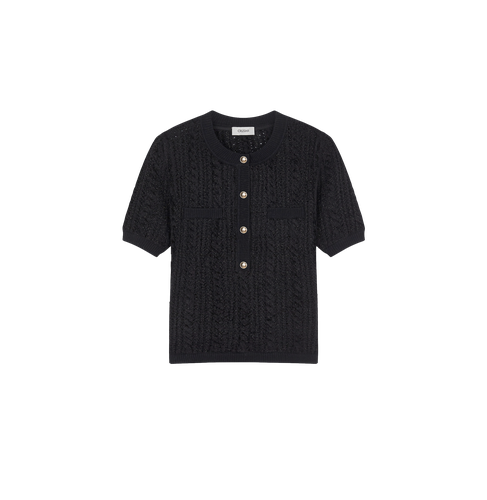 VELVET CABLE-KNIT TOP - S - Tops - CRUSH Collection - Modalova