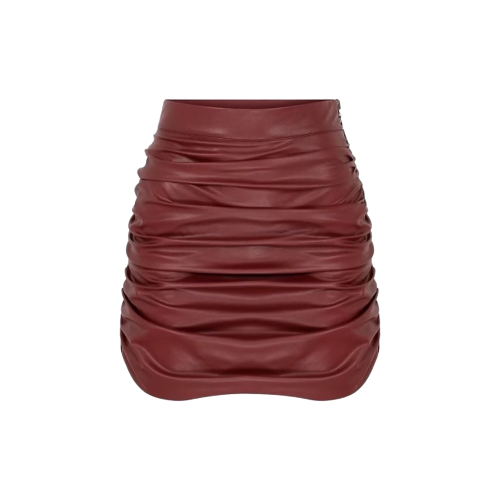 Chels Vegan Leather Mini Skirt In Burgundy - Nazli Ceren - Modalova