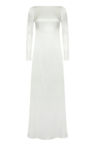 Dahlia Backless Bridal Satin Maxi Dress - Off-White - Hervanr - Modalova