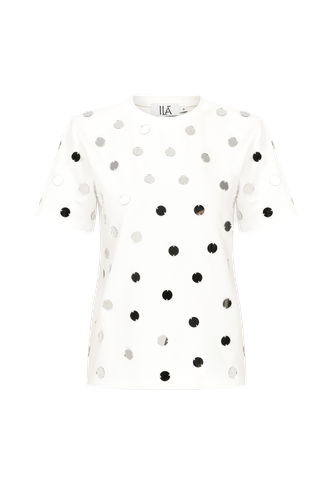 Miro-Handmade Mirror Detailed Tshirt With Shoulder Pads - ILA - Modalova