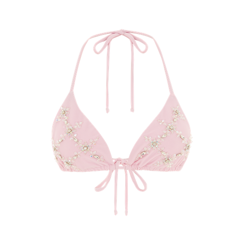 Rose Luxe Self-Tie Pink Bikini Top - Oceanus Swimwear - Modalova