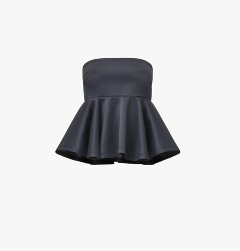 Peplum Top- Shiny Grey - S - Off shoulder tops - Gemme Collective - Modalova