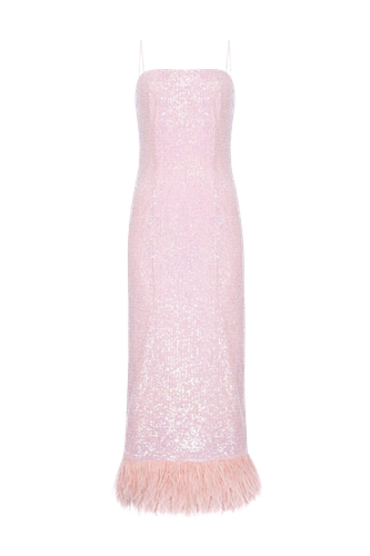 Pink Sequined Dress with Feather - F.ILKK - Modalova